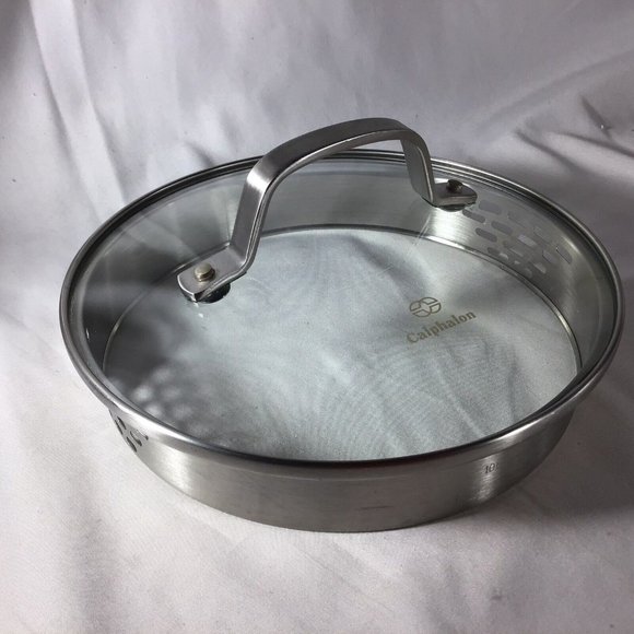 CALPHALON 7 1/4” Glass Stainless Steel 1084118 Replacement Strainer Metal Lid - Picture 1 of 8